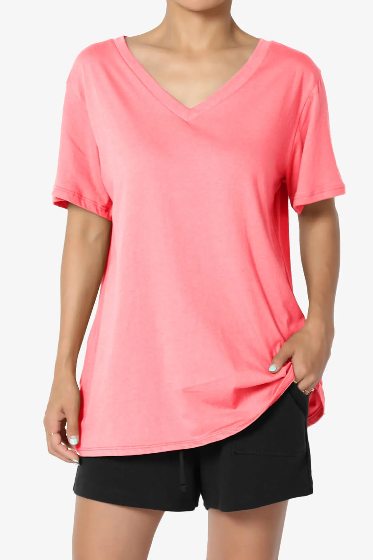 Mayra V-Neck Cotton Boyfriend Tee PLUS