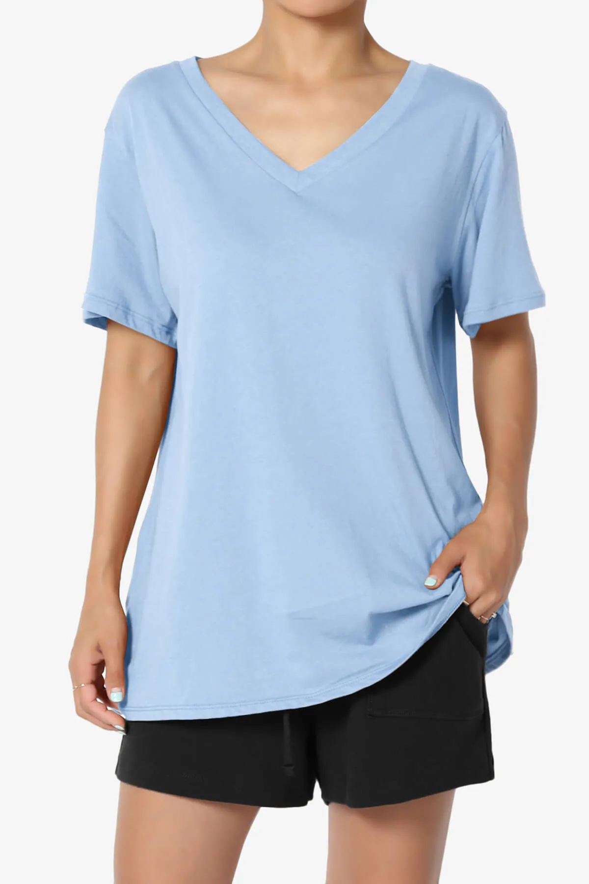 Mayra V-Neck Cotton Boyfriend Tee PLUS