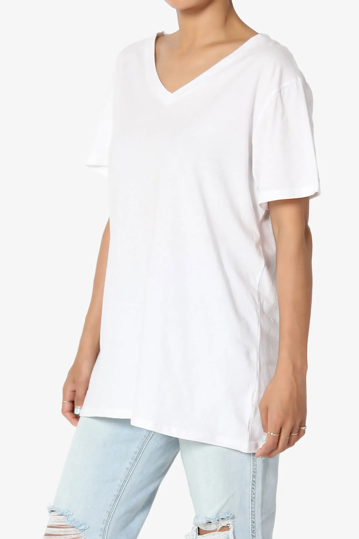 Mayra V-Neck Cotton Boyfriend Tee PLUS