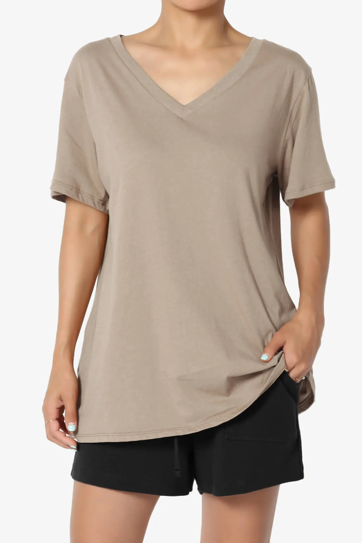Mayra V-Neck Cotton Boyfriend Tee PLUS