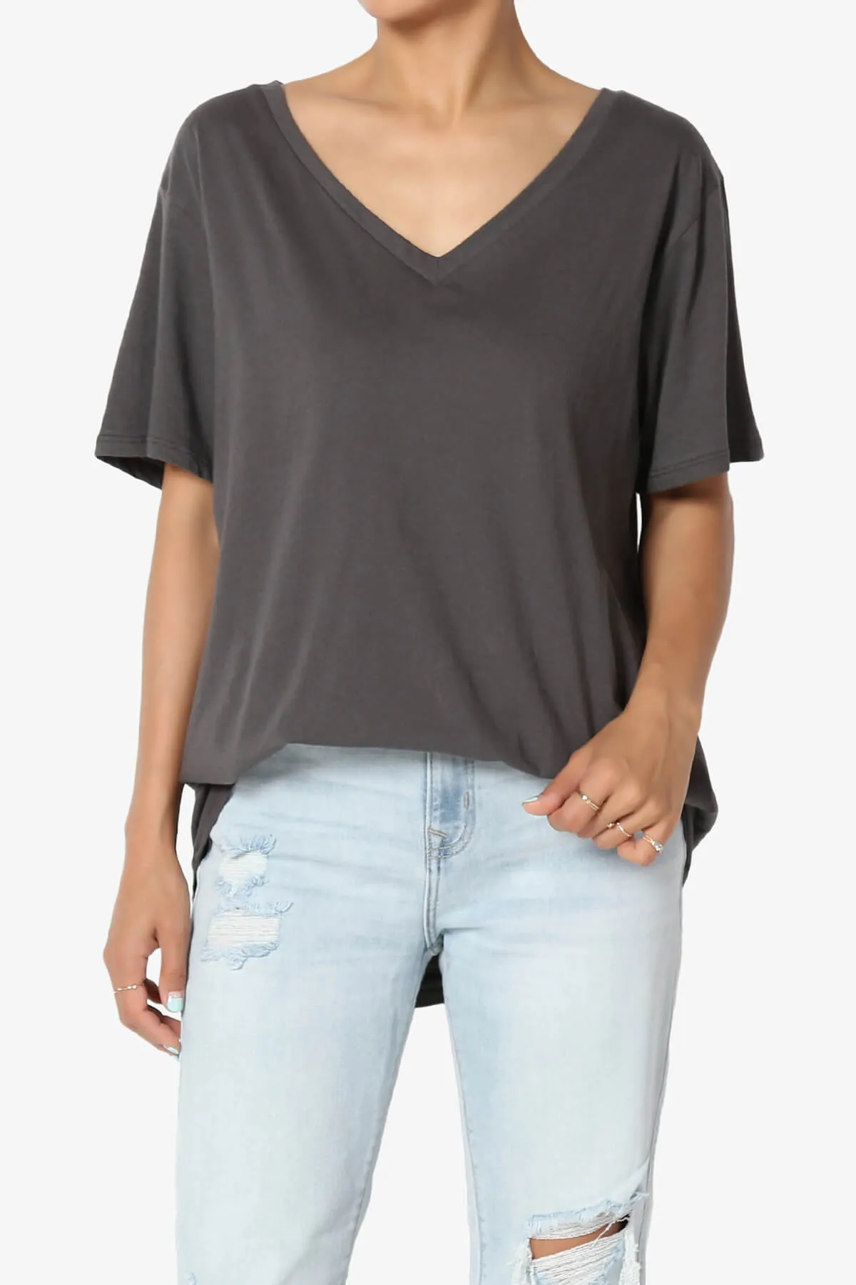 Mayra V-Neck Cotton Boyfriend Tee PLUS