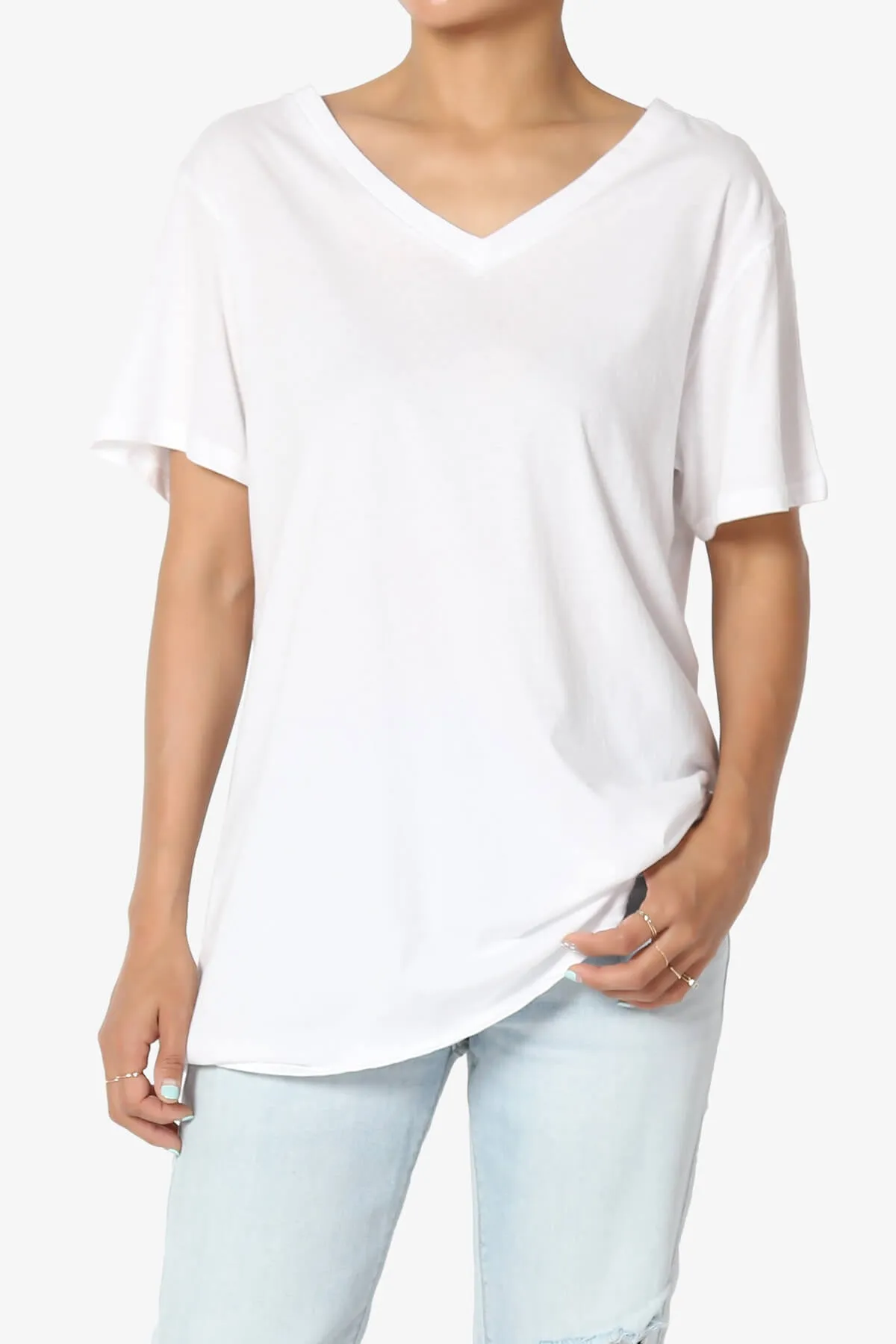 Mayra V-Neck Cotton Boyfriend Tee PLUS