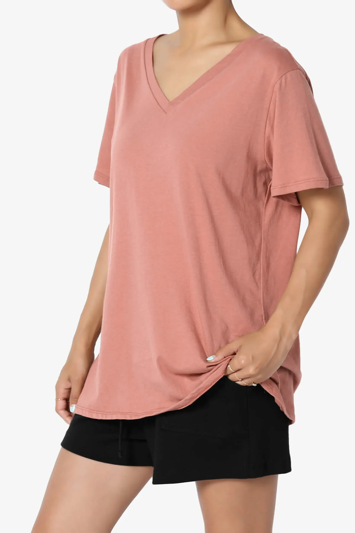Mayra V-Neck Cotton Boyfriend Tee PLUS