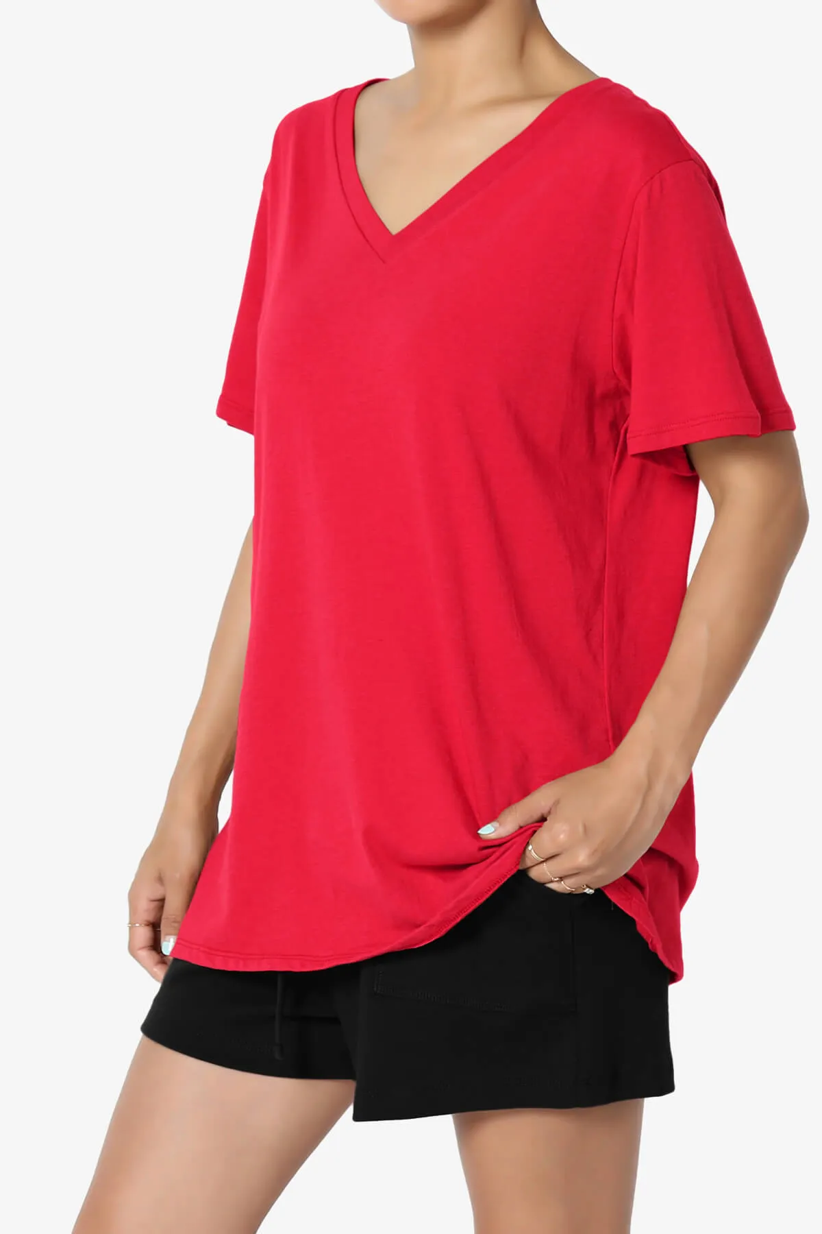 Mayra V-Neck Cotton Boyfriend Tee PLUS