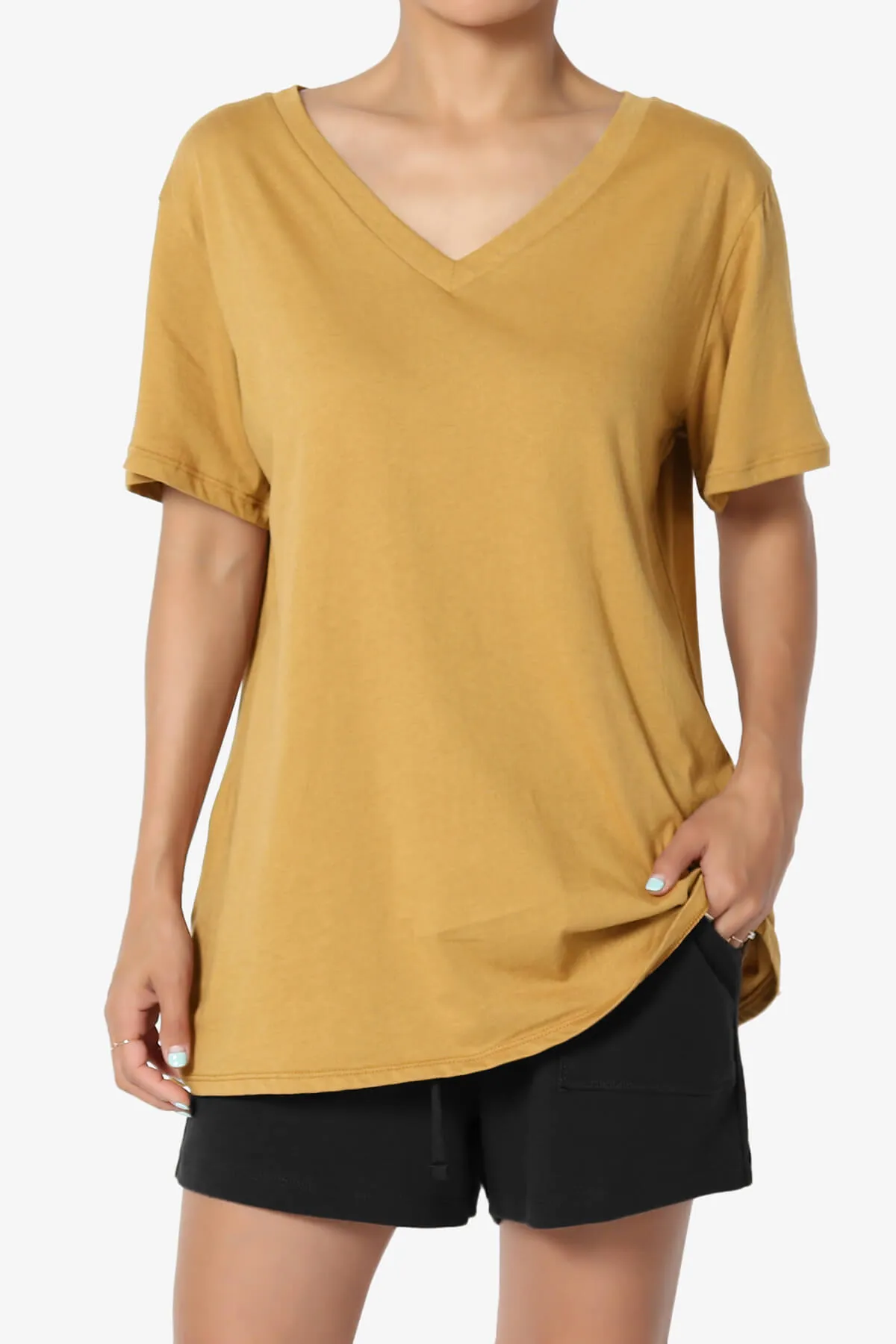 Mayra V-Neck Cotton Boyfriend Tee PLUS
