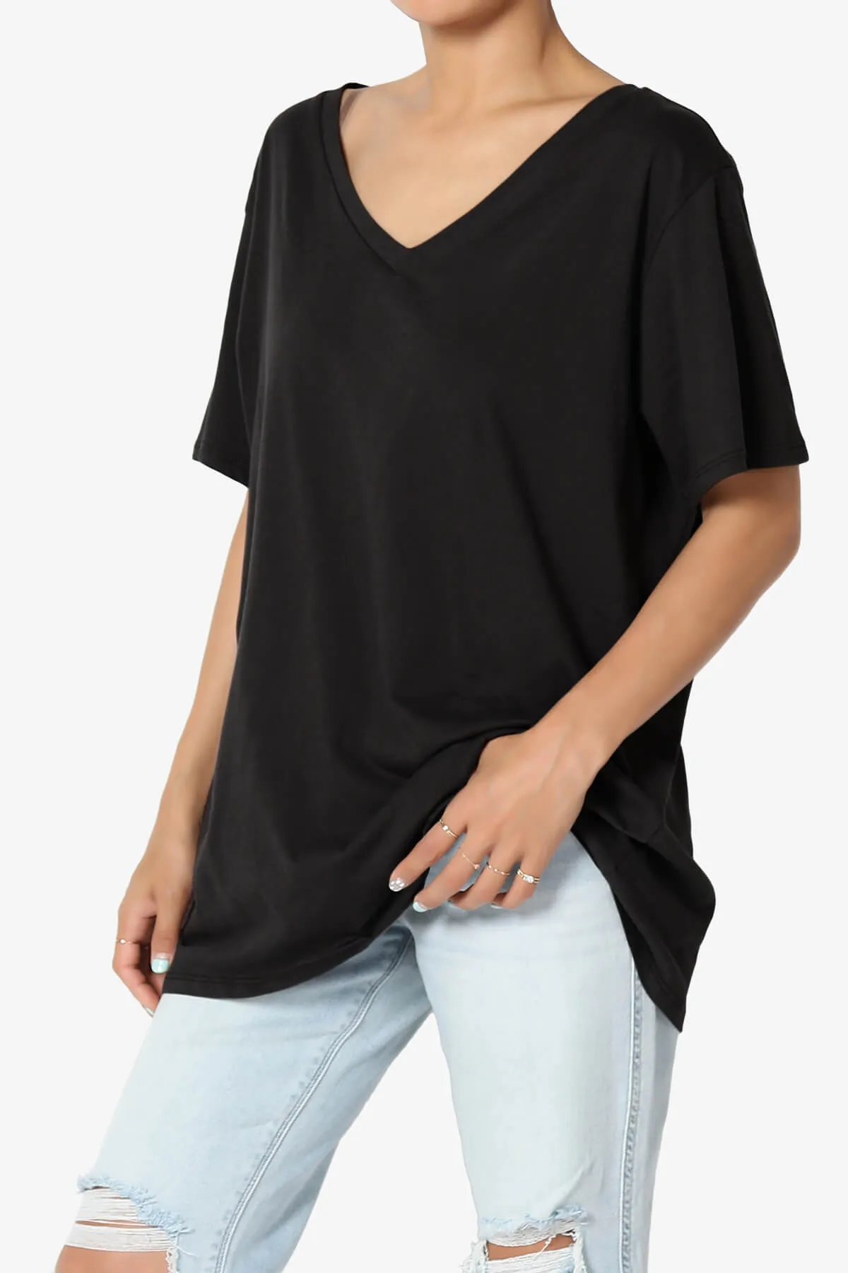 Mayra V-Neck Cotton Boyfriend Tee PLUS