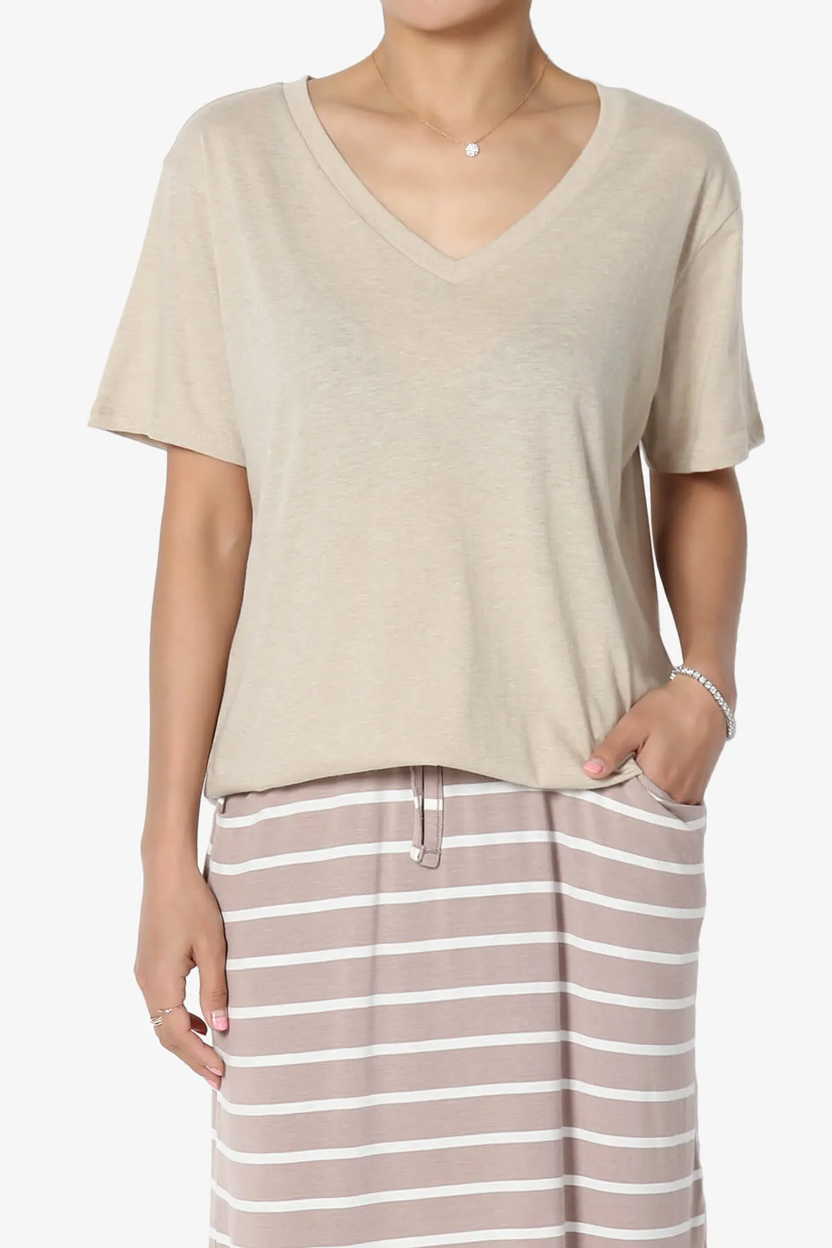 Mayra V-Neck Cotton Boyfriend Tee