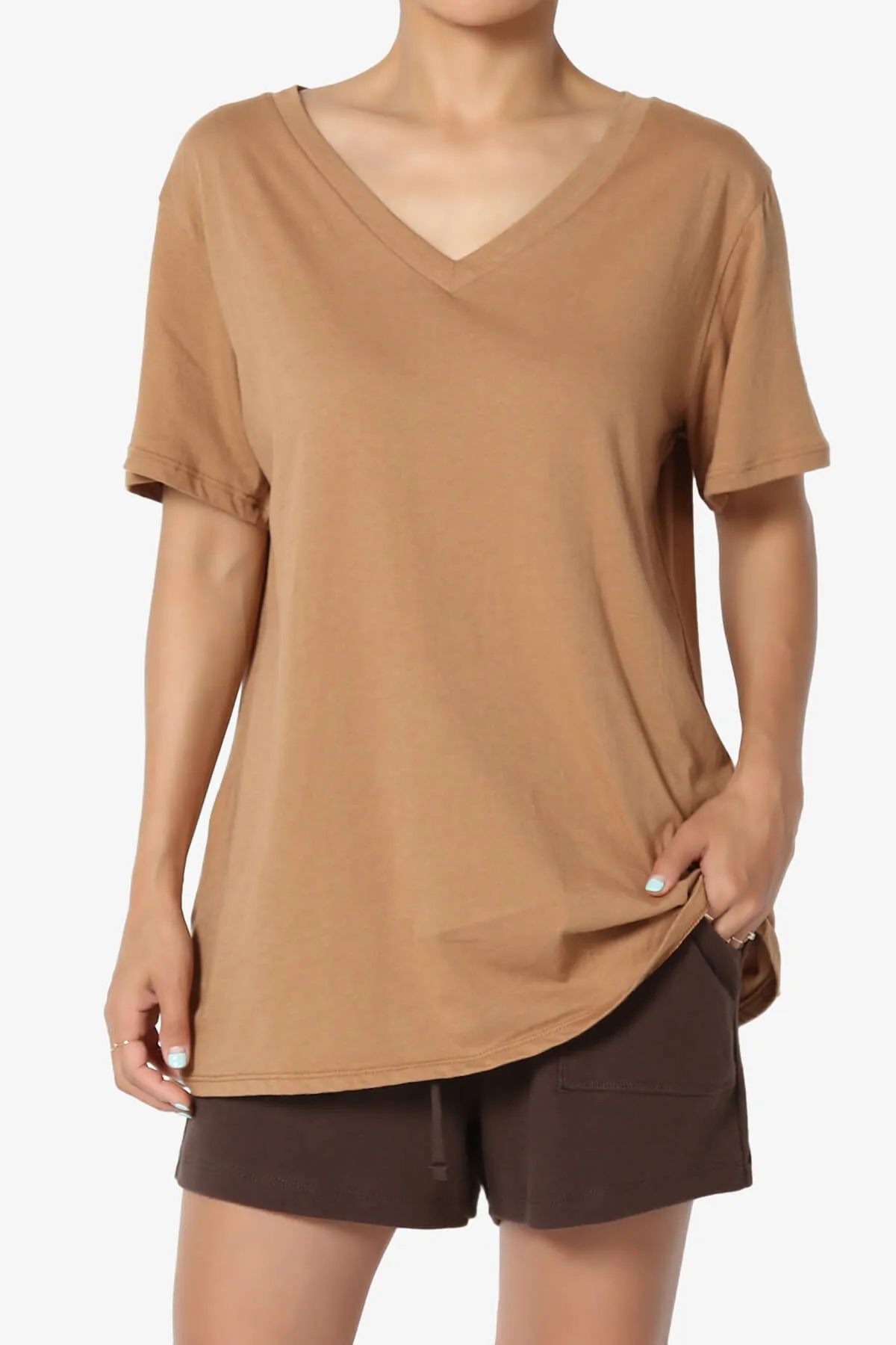 Mayra V-Neck Cotton Boyfriend Tee