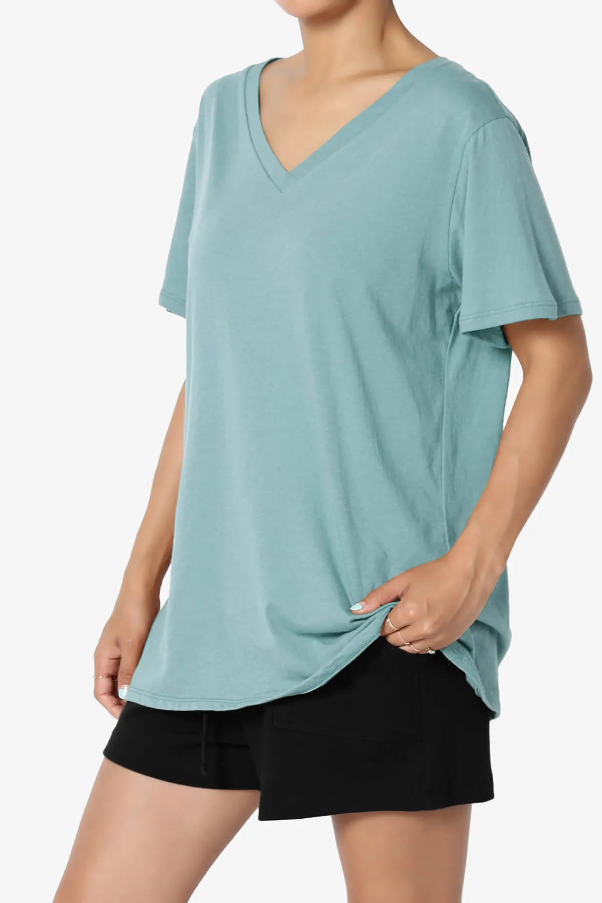 Mayra V-Neck Cotton Boyfriend Tee