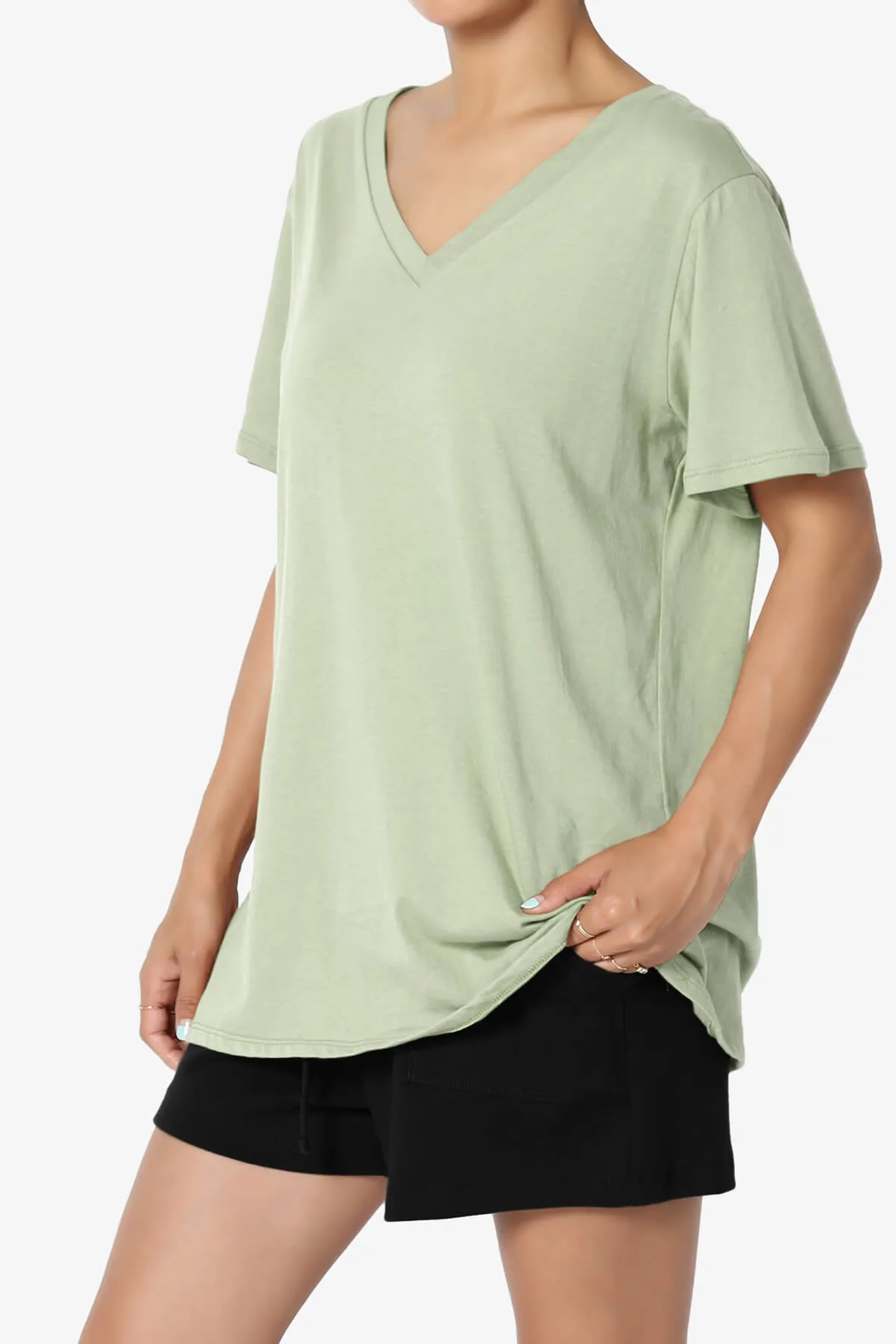 Mayra V-Neck Cotton Boyfriend Tee