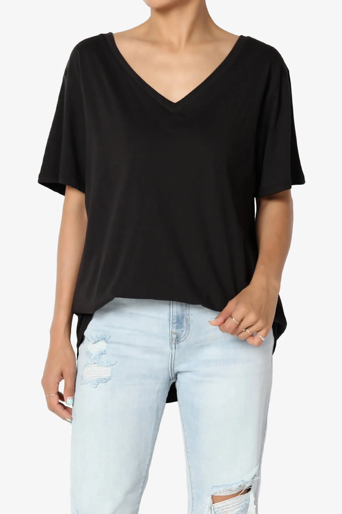 Mayra V-Neck Cotton Boyfriend Tee