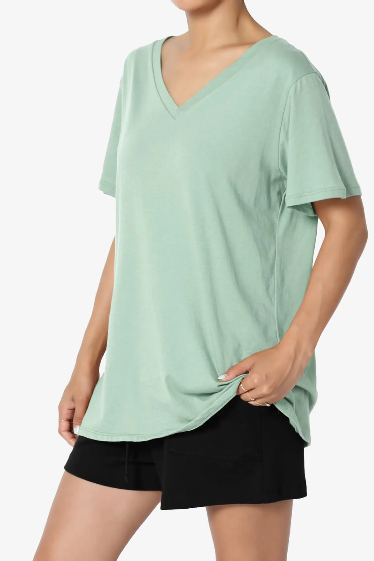 Mayra V-Neck Cotton Boyfriend Tee