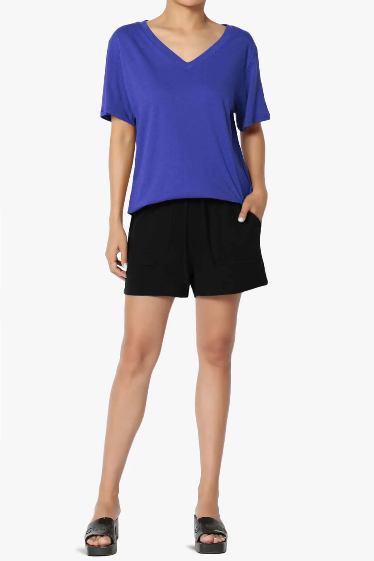 Mayra V-Neck Cotton Boyfriend Tee
