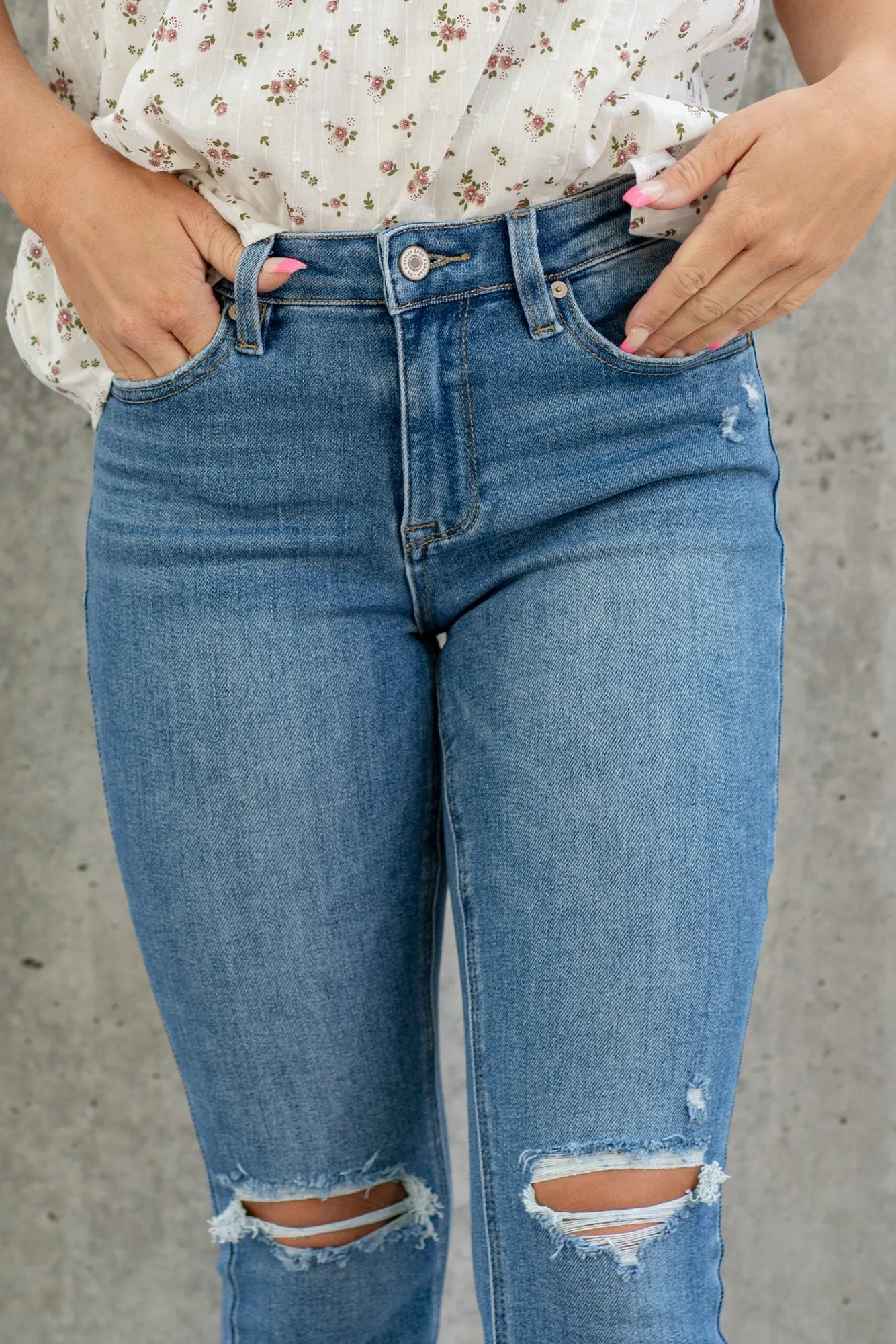 Meadow High Rise Distressed Boot Cut