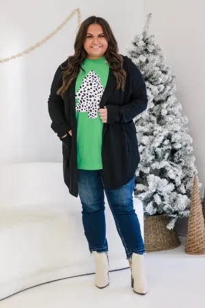 Meant to Love You Ribbed Cardigan in Black