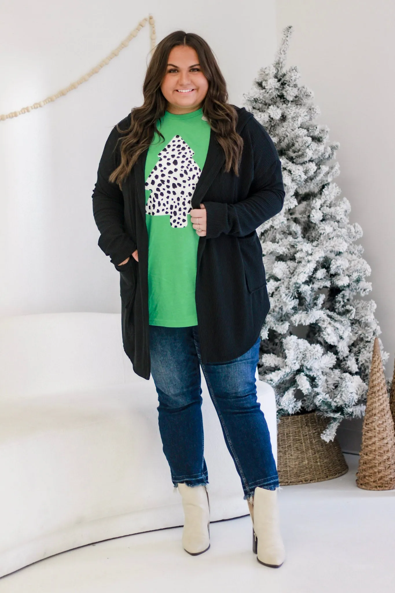 Meant to Love You Ribbed Cardigan in Black
