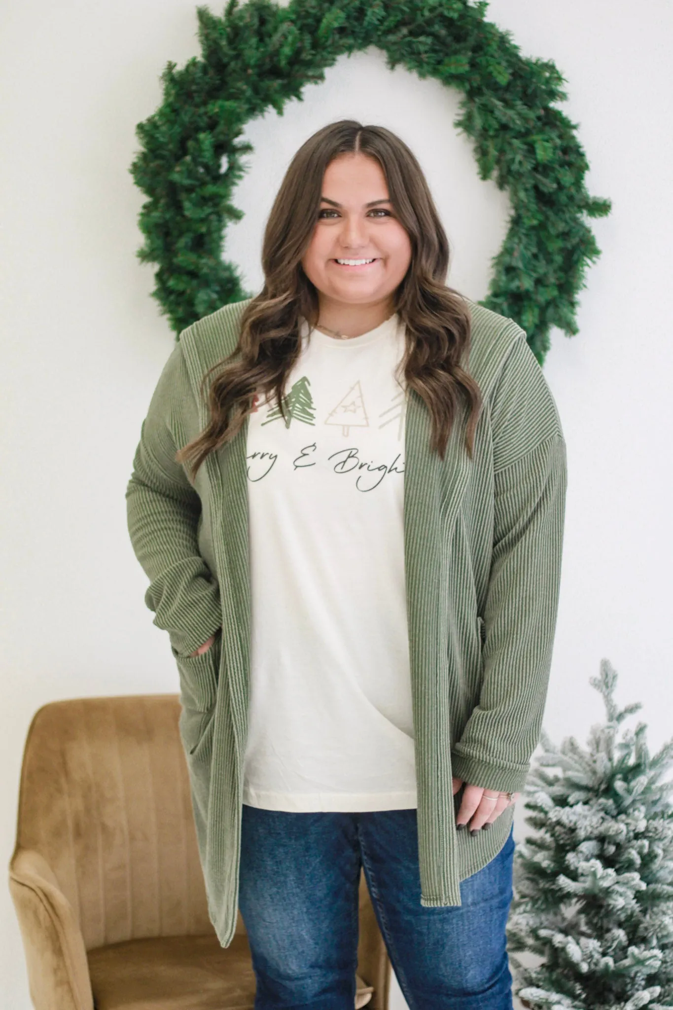 Meant to Love You Ribbed Cardigan in Olive