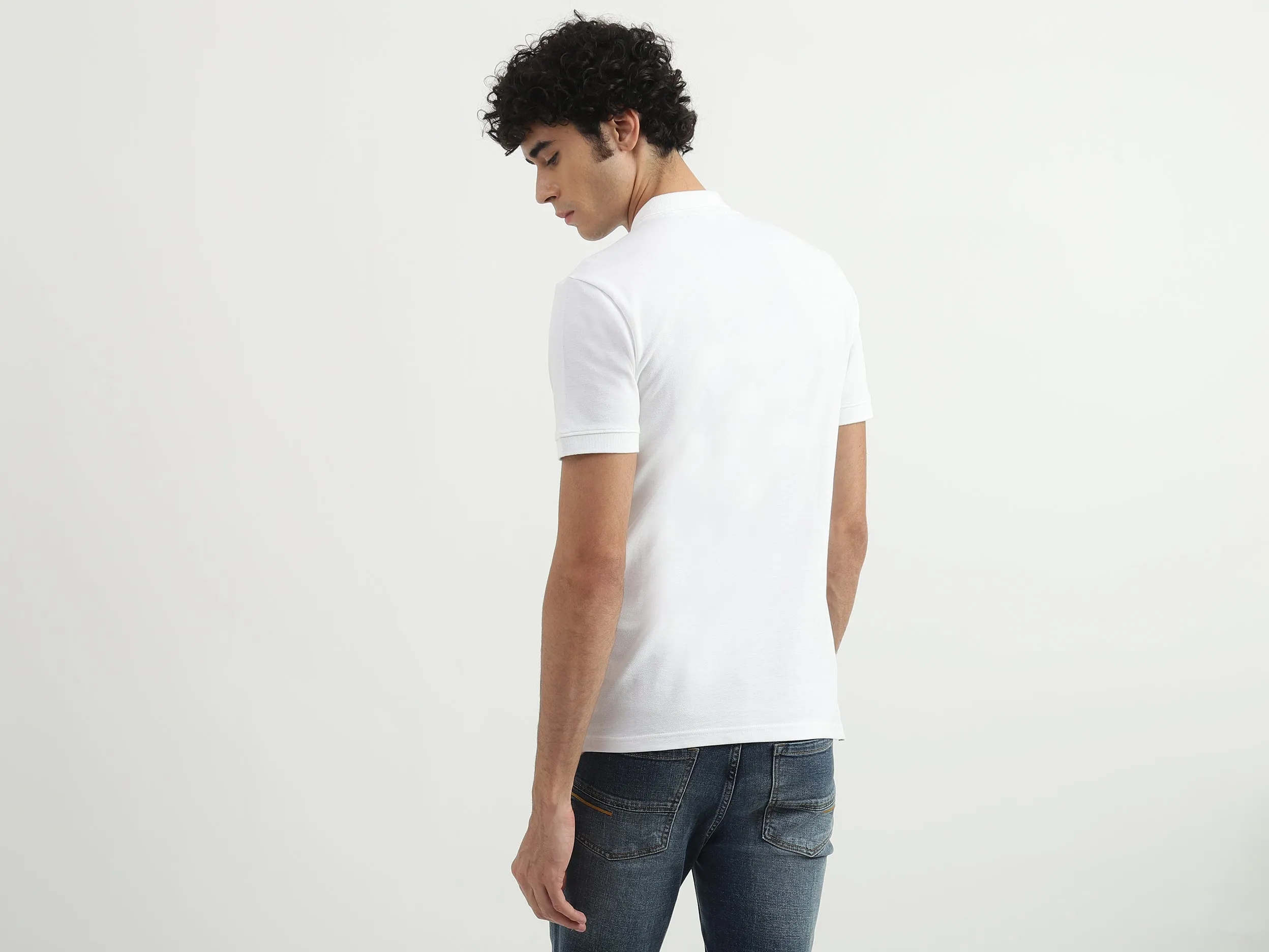 Men Textured Polo Collar T-shirt