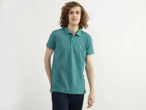 Men Textured Polo Collar T-shirt