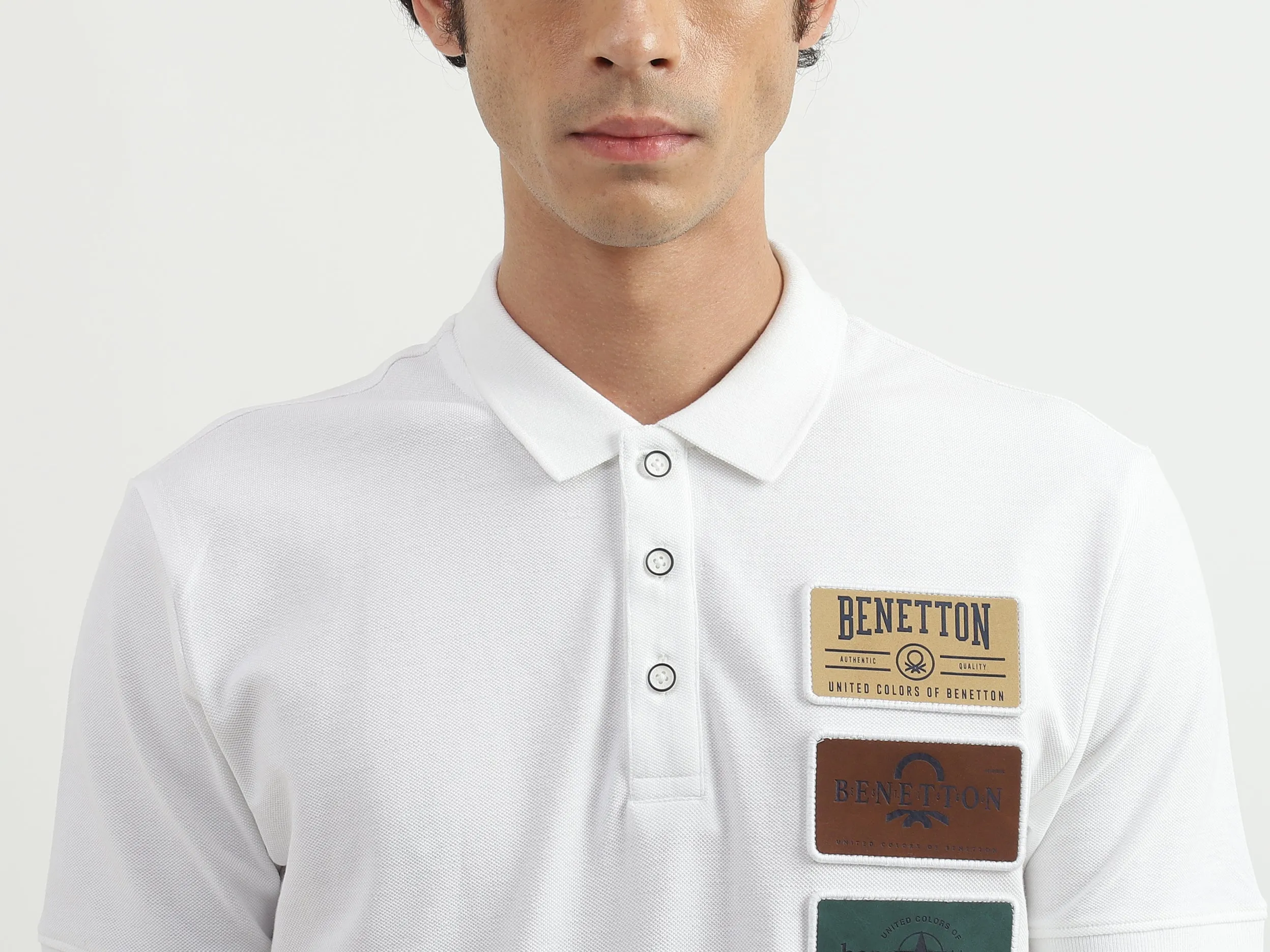 Men Textured Polo Collar T-shirt