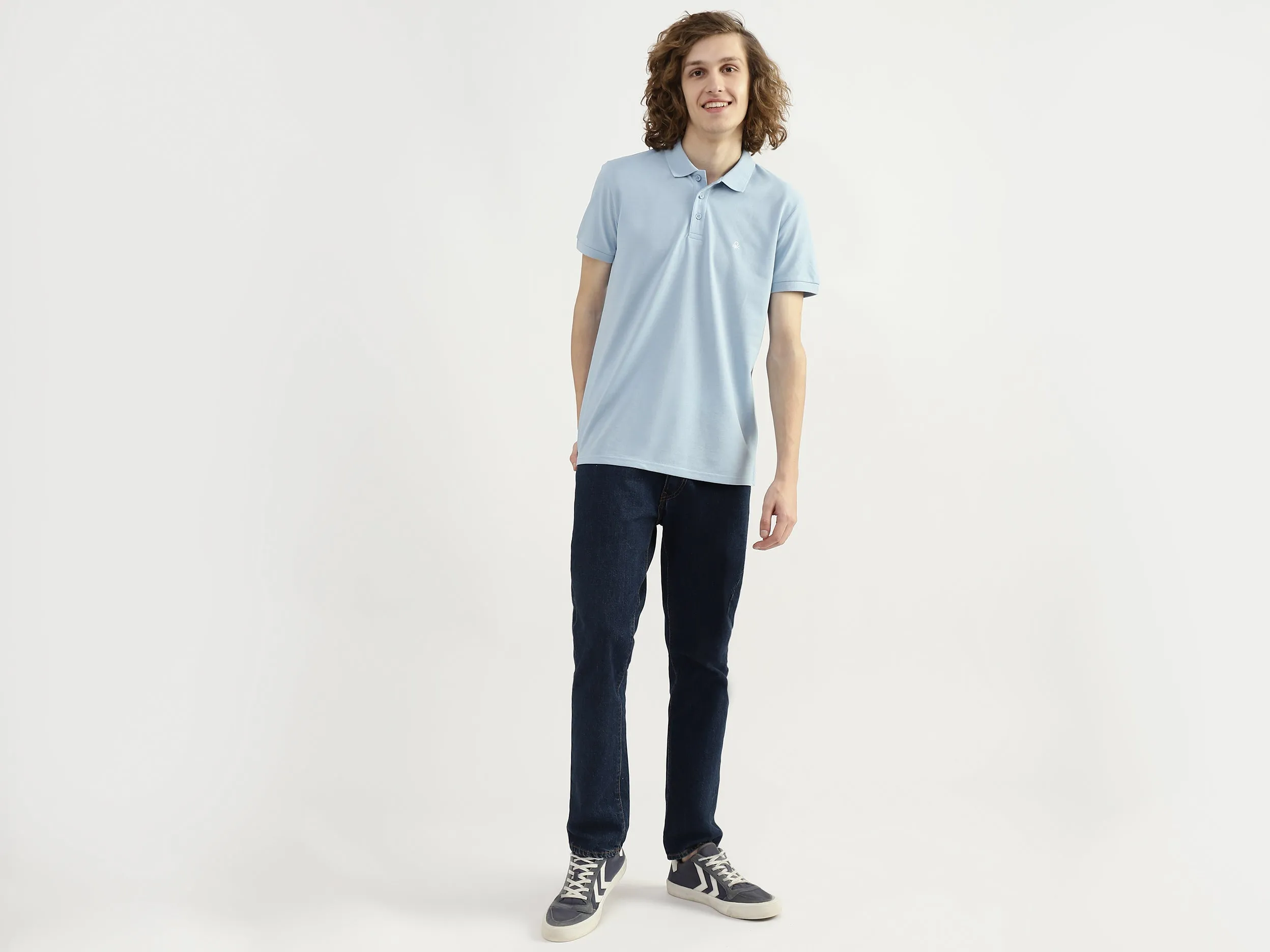 Men Textured Polo Collar T-shirt