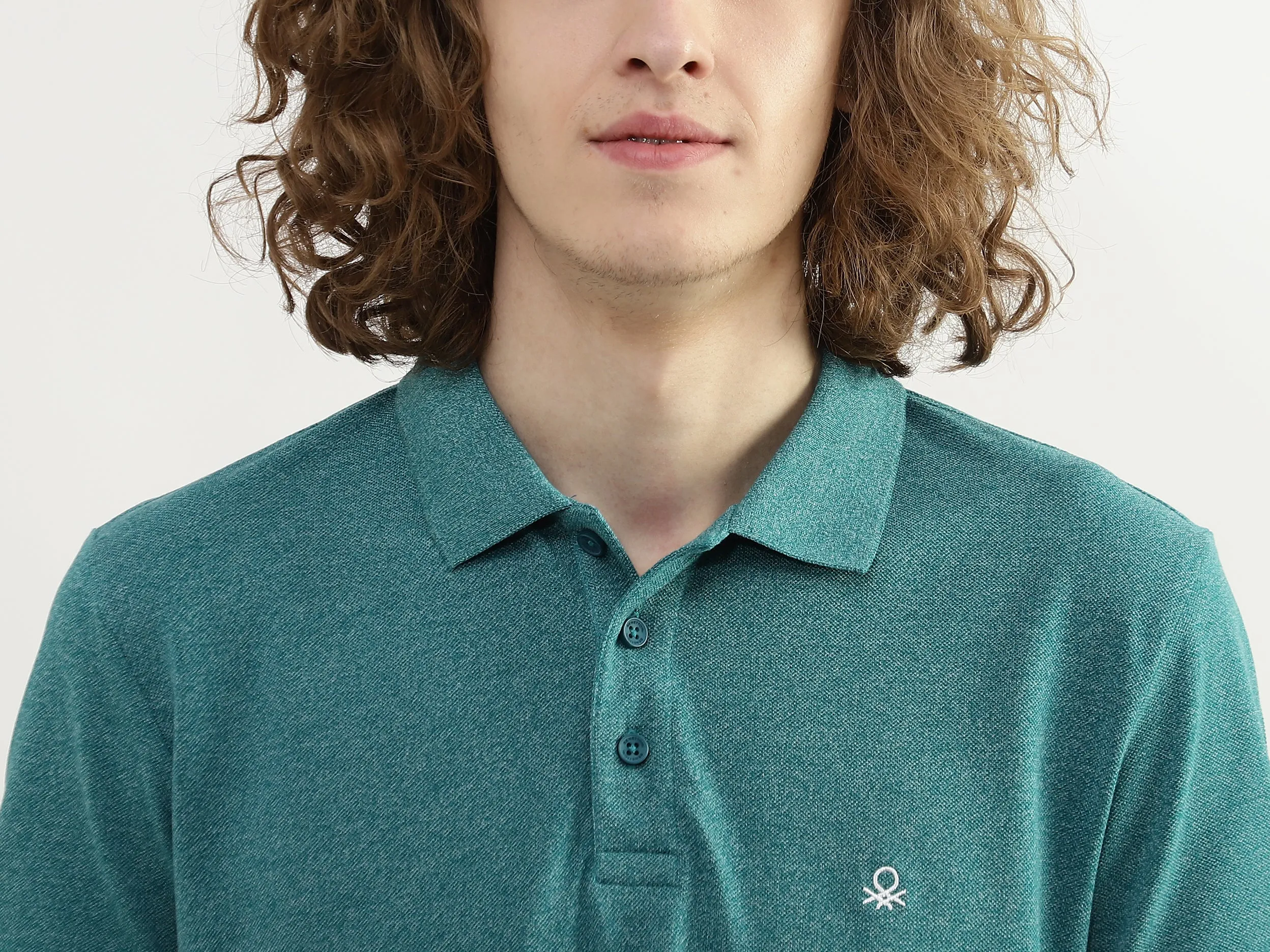 Men Textured Polo Collar T-shirt