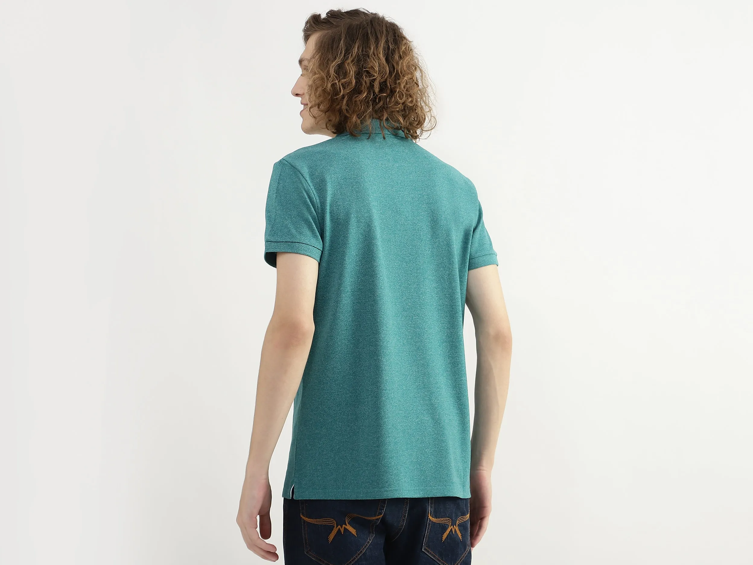 Men Textured Polo Collar T-shirt