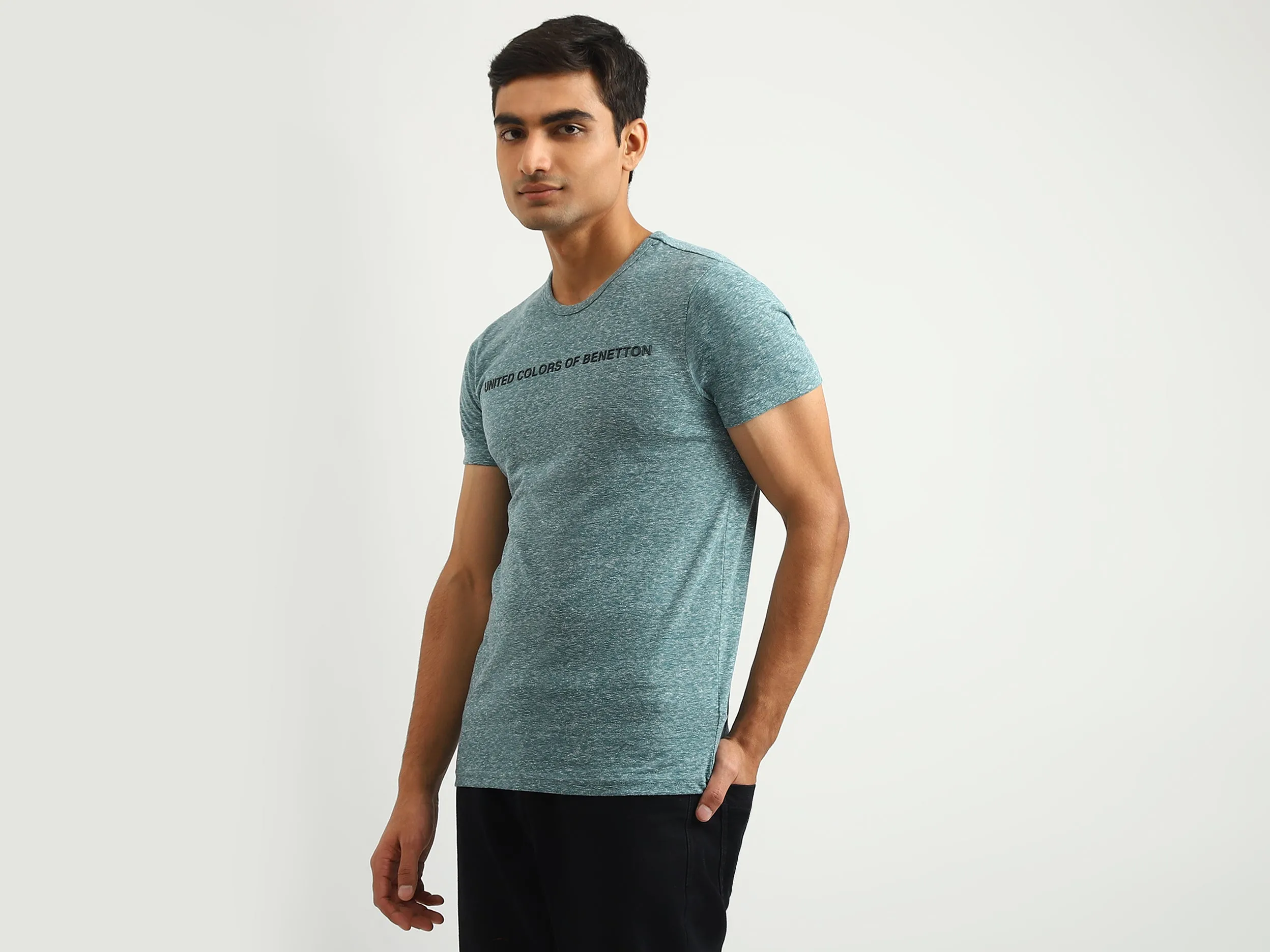 Men Textured Round Neck T-shirt