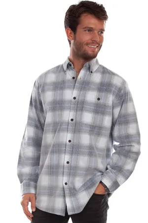 Men's Farthest Point Collection Shirt: Corduroy Plaid Blue Grey