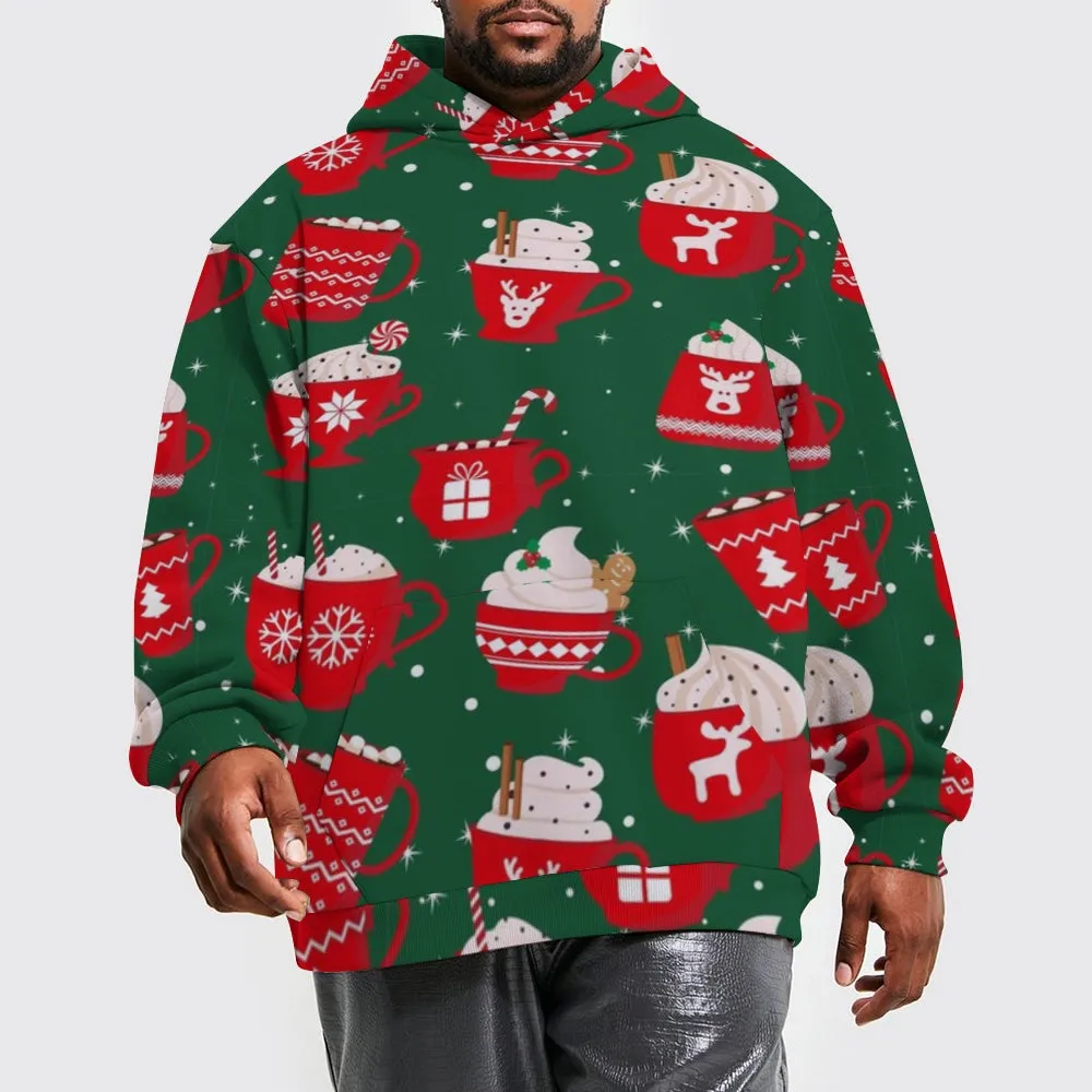 Mens Happy Christmas Gift Graphic Pullover With Kangaroo Pocket Hoodies
