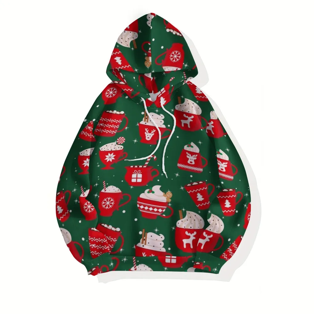 Mens Happy Christmas Gift Graphic Pullover With Kangaroo Pocket Hoodies