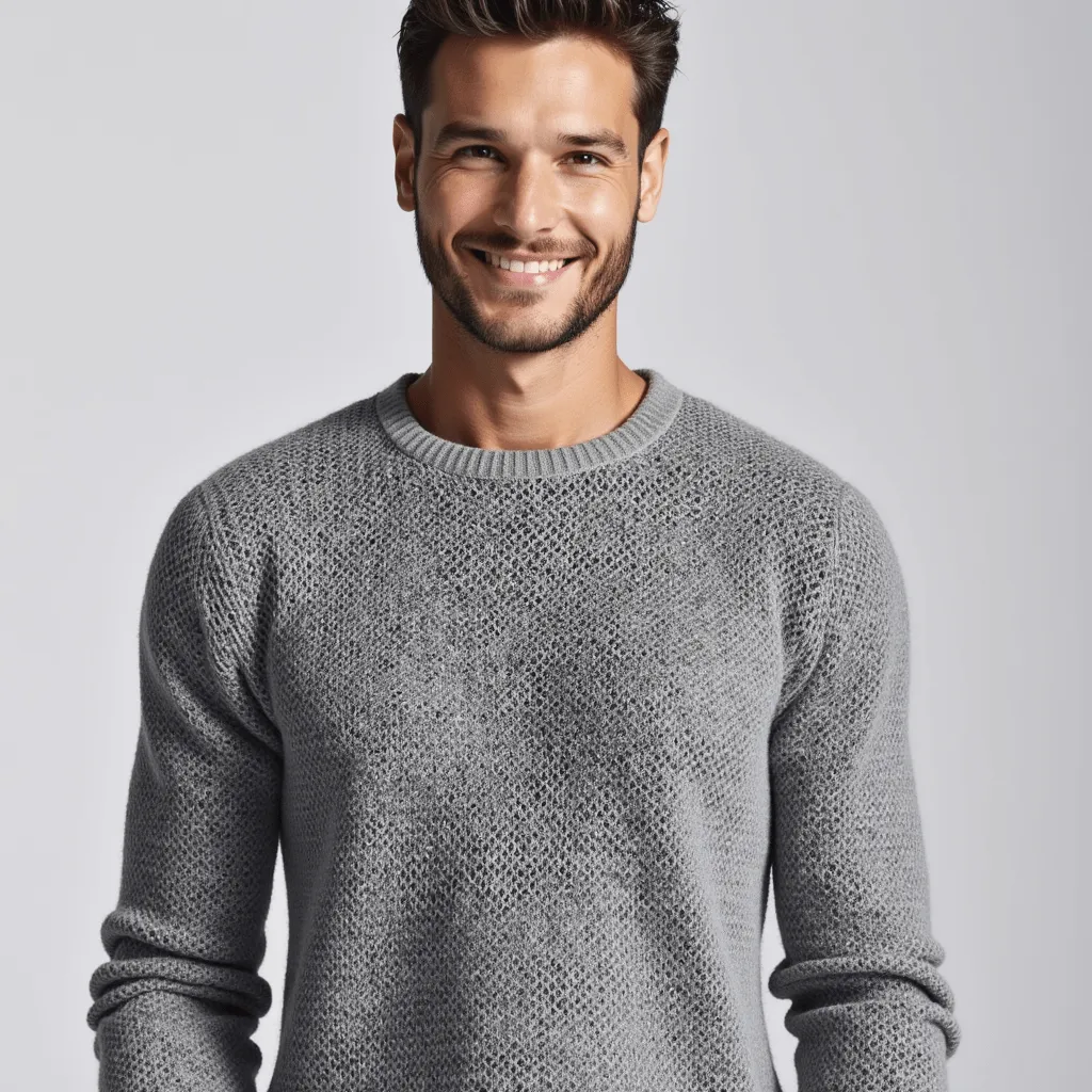 Men’s Knit Sweater – Lightweight Texture – Soft Grey Casual Fit