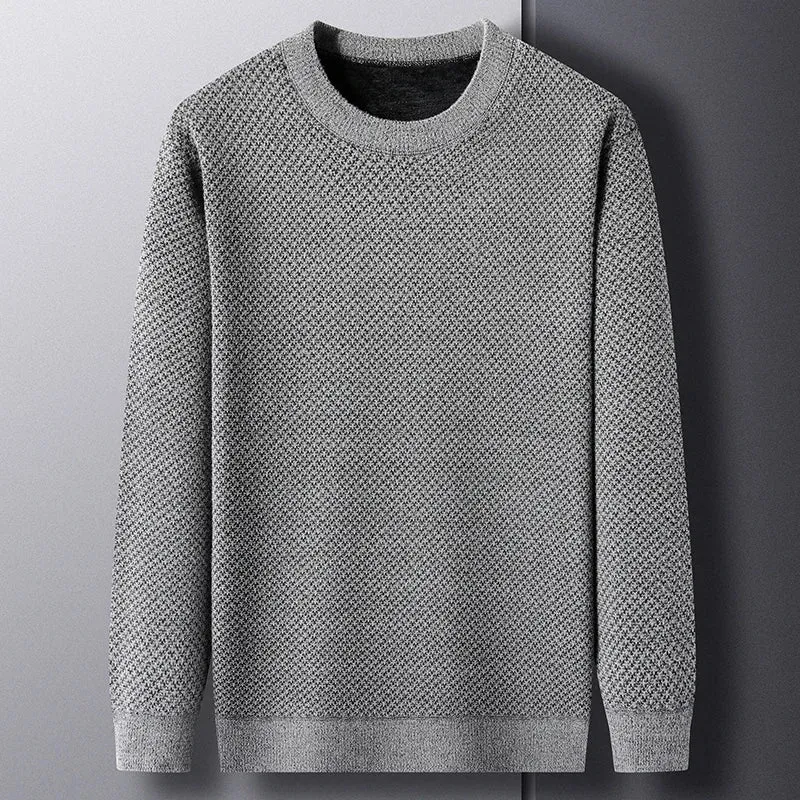 Men’s Knit Sweater – Lightweight Texture – Soft Grey Casual Fit
