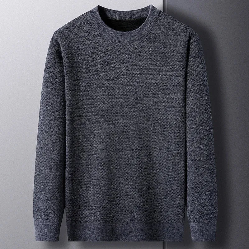 Men’s Knit Sweater – Lightweight Texture – Soft Grey Casual Fit