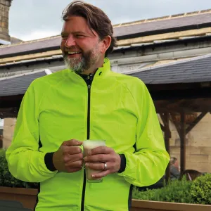 Mens Pack Up Hi Vis Wind Water Resistant Cycling Jacket