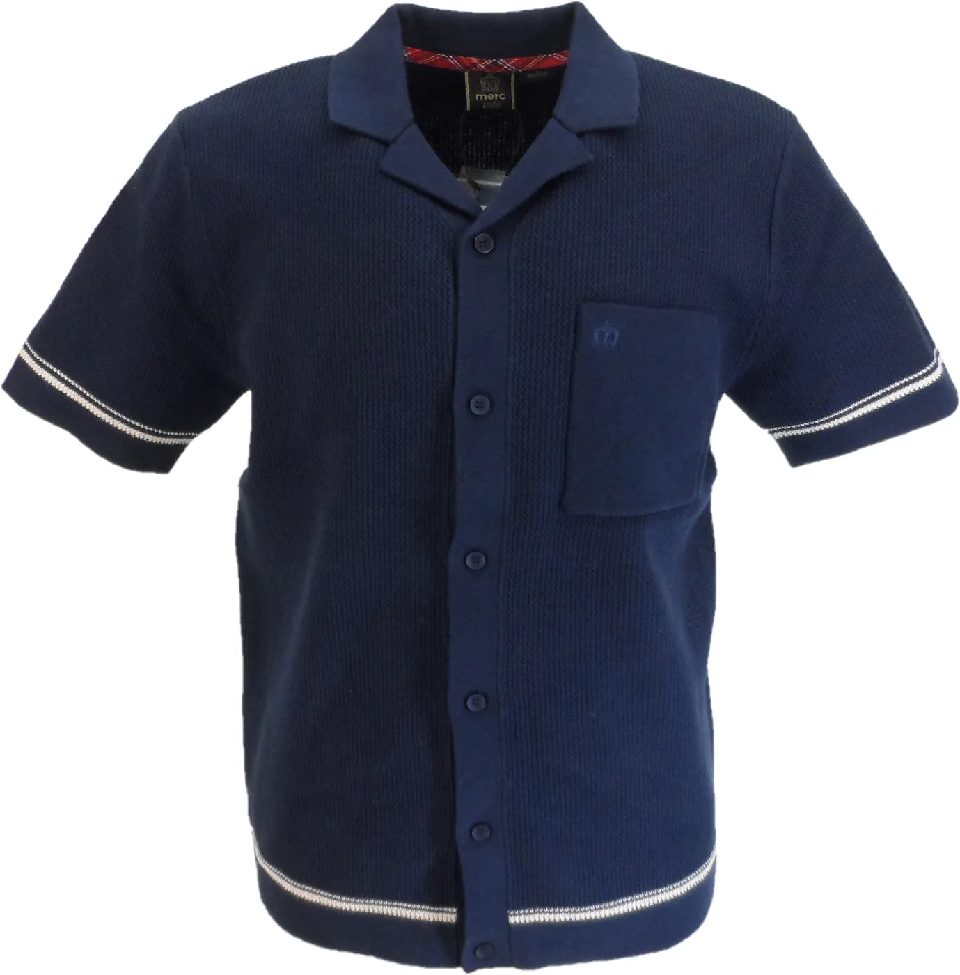 Merc Mens Navy Blue Todd Knitted Vintage Mod Polo Shirts