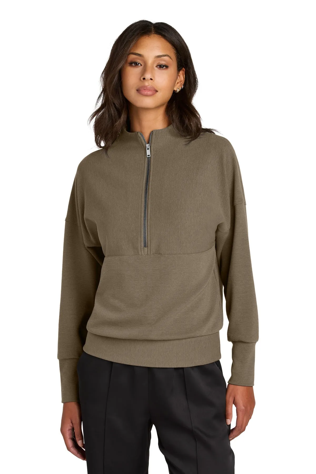 Mercer Mettle Women's Linear Texture 1/4-Zip MM3041 Warm Taupe
