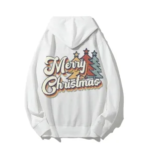 Merry Christmas Graphic Pullover With Kangaroo Pocket Hoodies