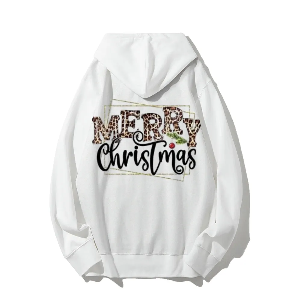 Merry Christmas Vibes Graphic Pullover With Kangaroo Pocket Hoodies