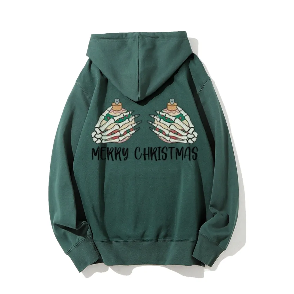 Merry Christmas Vibes Graphic Pullover With Kangaroo Pocket Hoodies