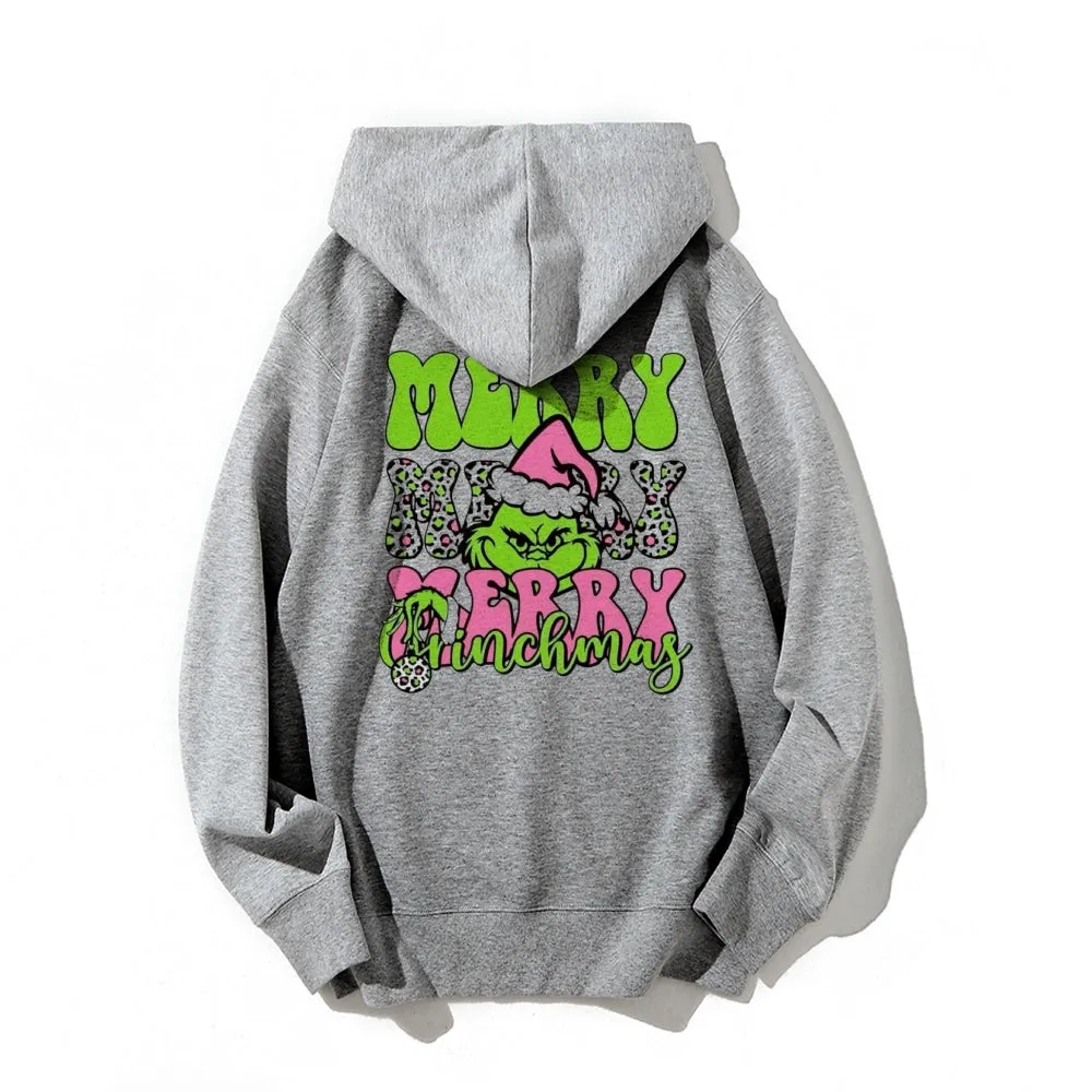 Merry Christmas Vibes Graphic Pullover With Kangaroo Pocket Hoodies