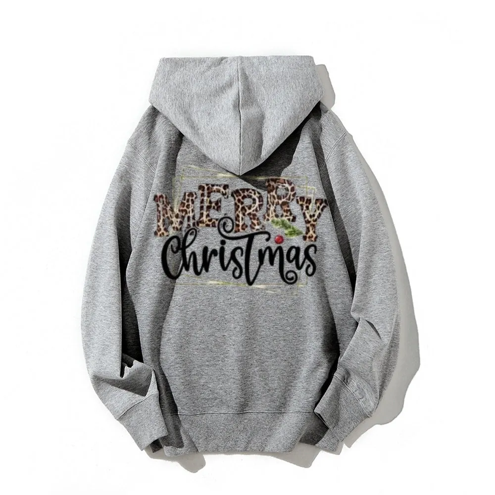 Merry Christmas Vibes Graphic Pullover With Kangaroo Pocket Hoodies