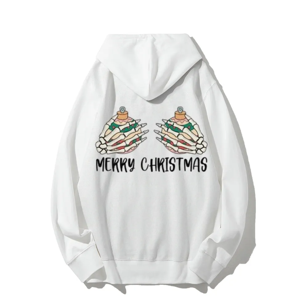 Merry Christmas Vibes Graphic Pullover With Kangaroo Pocket Hoodies