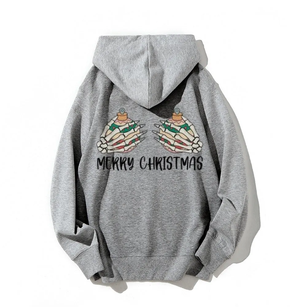 Merry Christmas Vibes Graphic Pullover With Kangaroo Pocket Hoodies