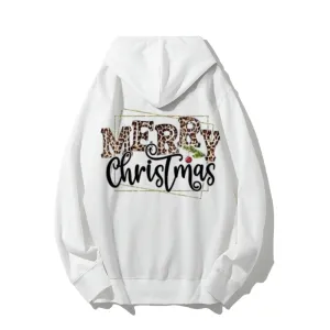 Merry Christmas Vibes Graphic Pullover With Kangaroo Pocket Hoodies