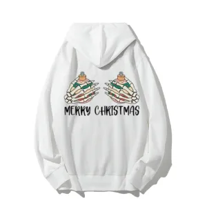 Merry Christmas Vibes Graphic Pullover With Kangaroo Pocket Hoodies