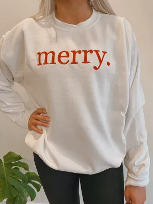 Merry Minimalist Embroidered Crew