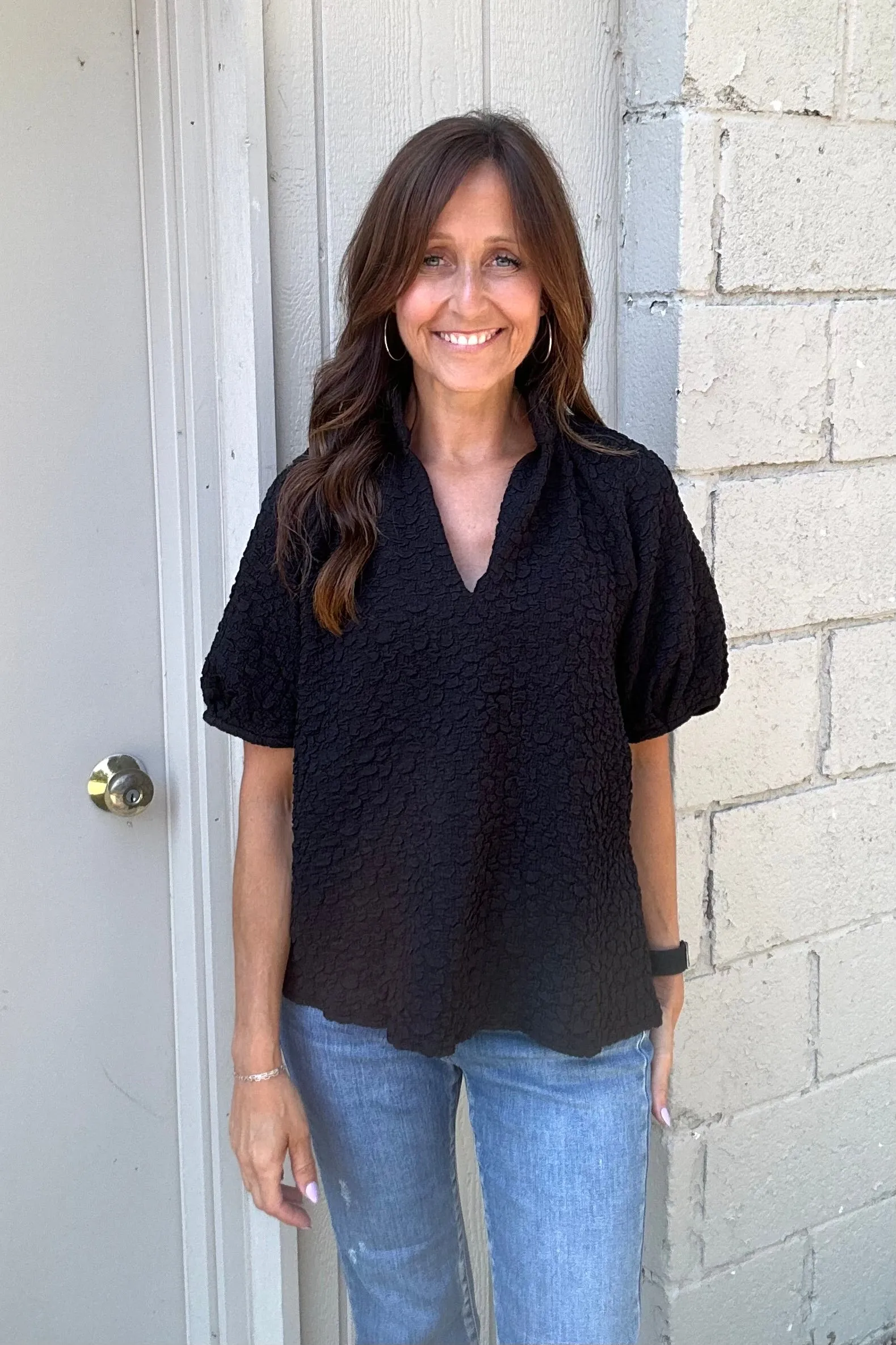 Micki Short Sleeve Textured Top