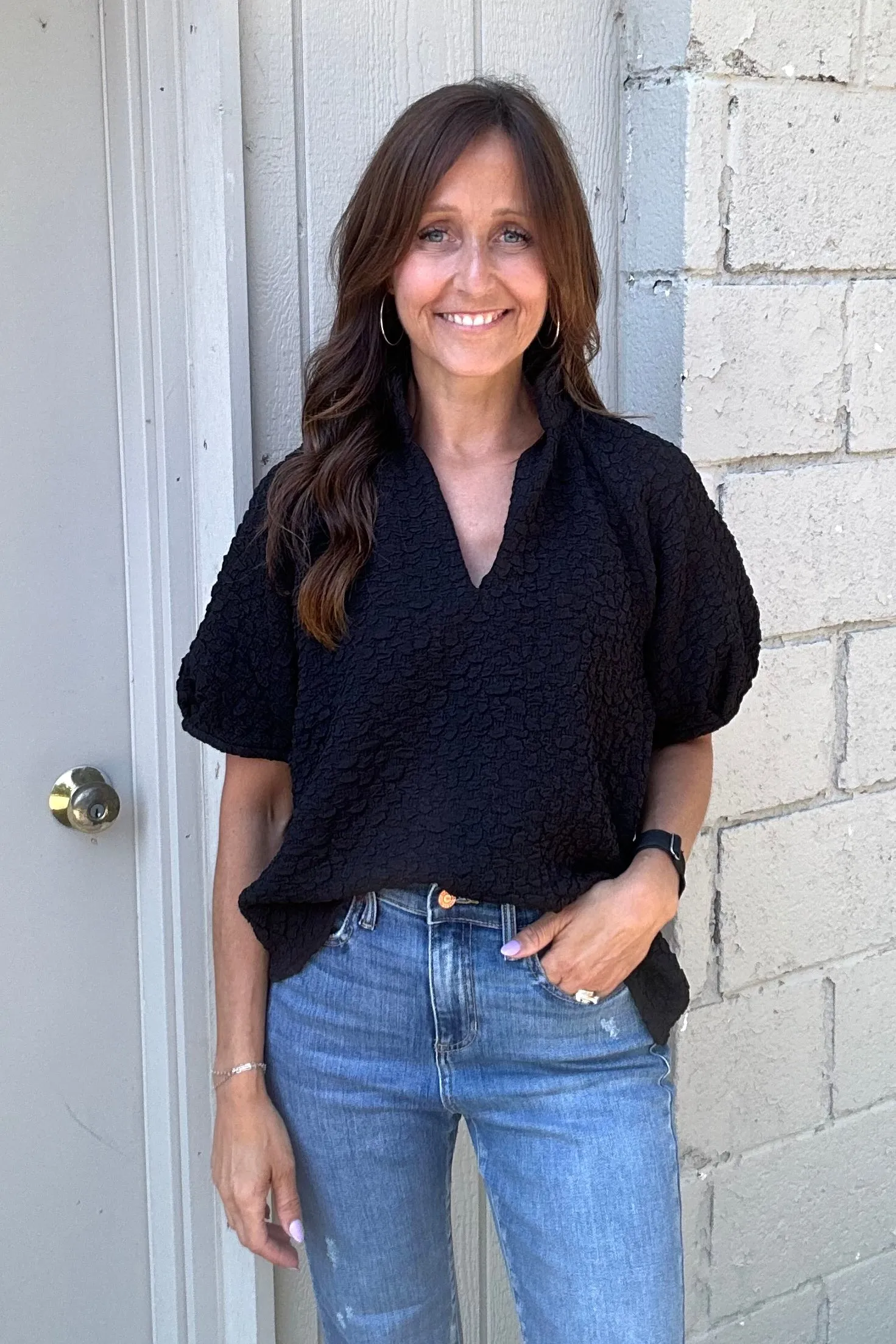Micki Short Sleeve Textured Top