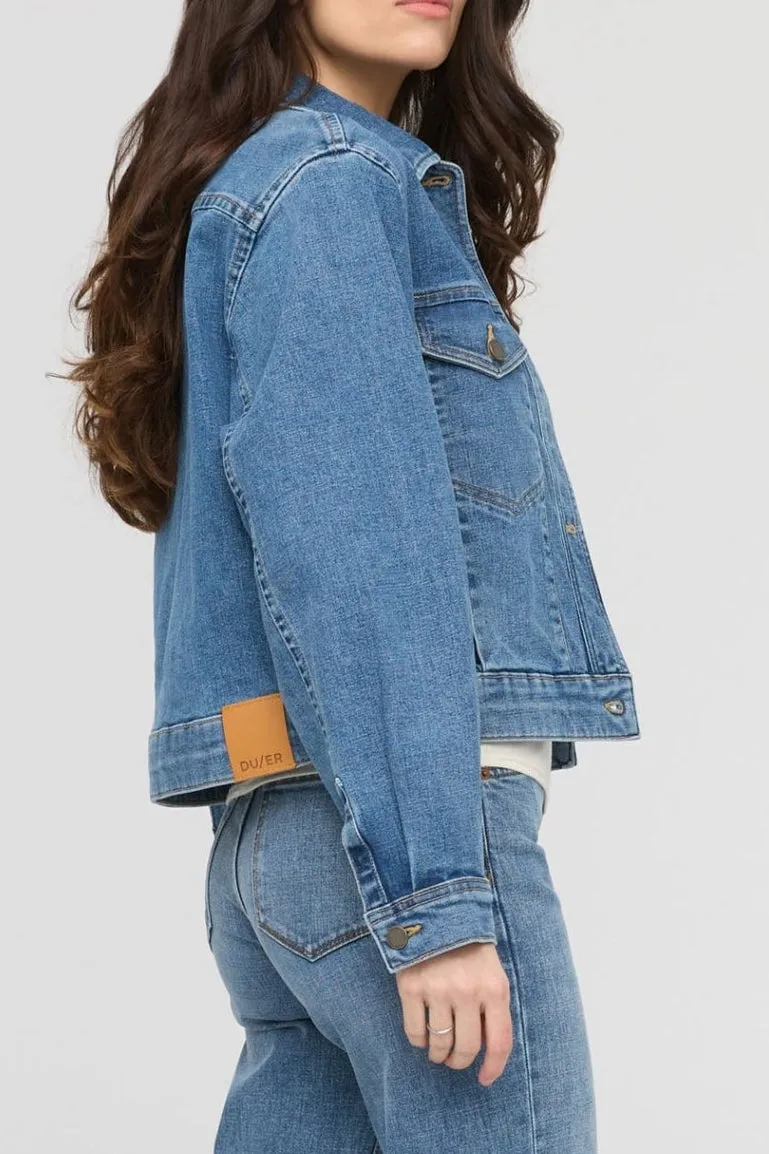Mid-Weight Denim Pleated Jacket